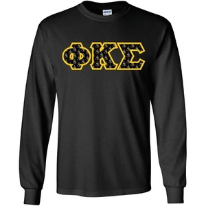 Phi Kappa Sigma Fraternity Crest Twill Letter Longsleeve Tee(Black)