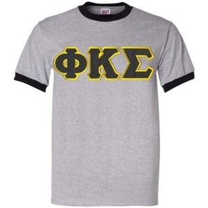 Phi Kappa Sigma Lettered Ringer Shirt(Athletic Heather/Black)