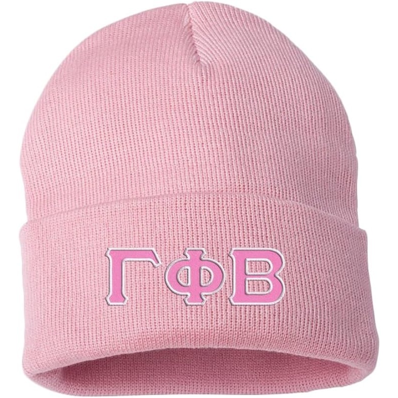 image:imageGamma Phi Beta Big Greek Lettered Knit CapLight Pink