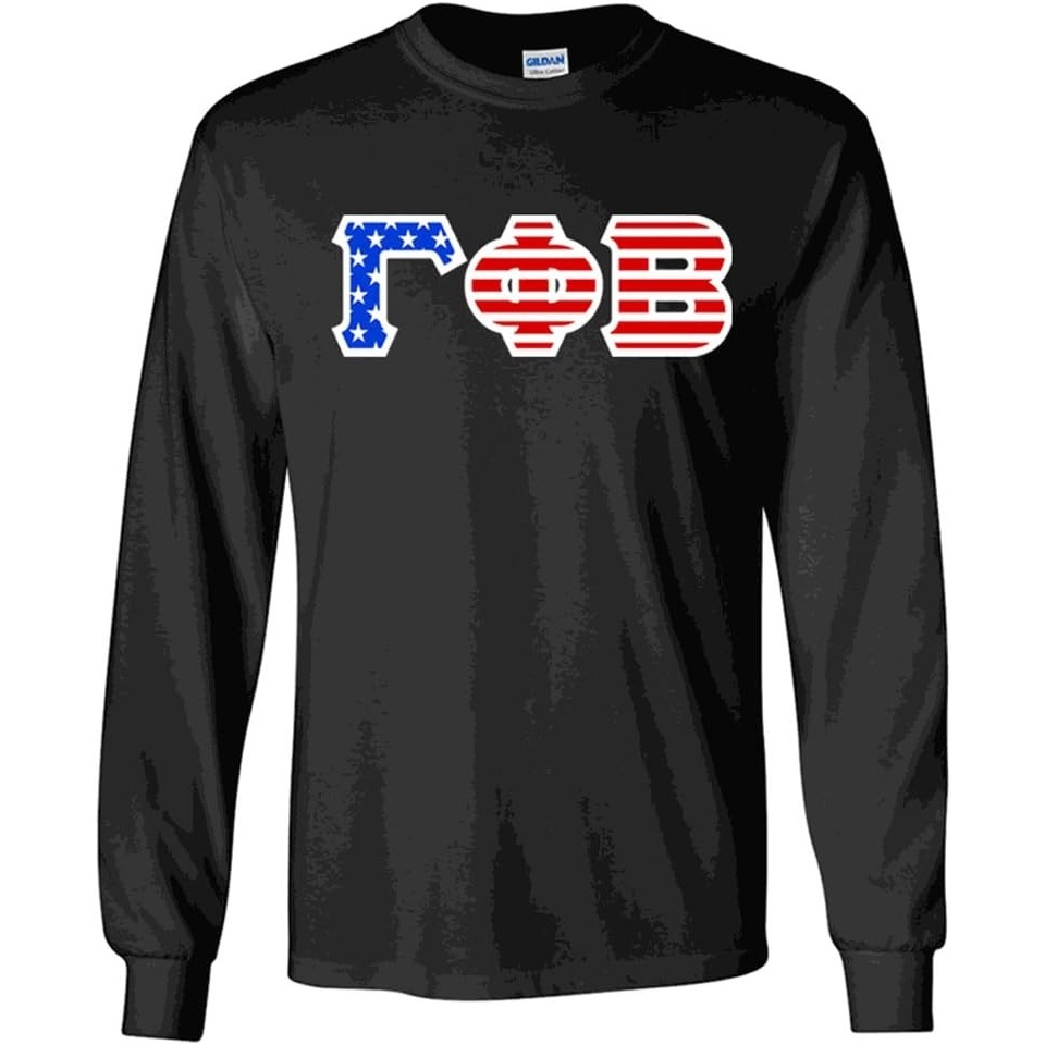 image:imageGamma Phi Beta Greek Letter American Flag Long Sleeve TeeBlack