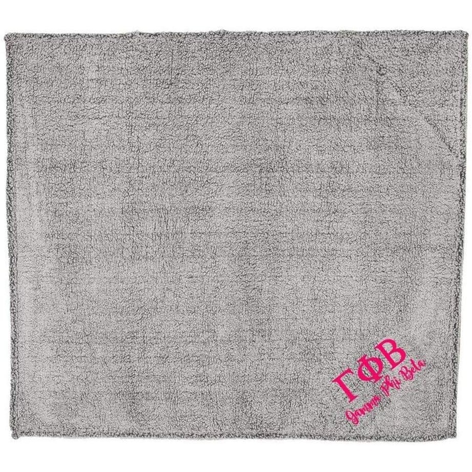 image:imageGamma Phi Beta Sherpa Blanket Frosty Grey wRed Thread Color