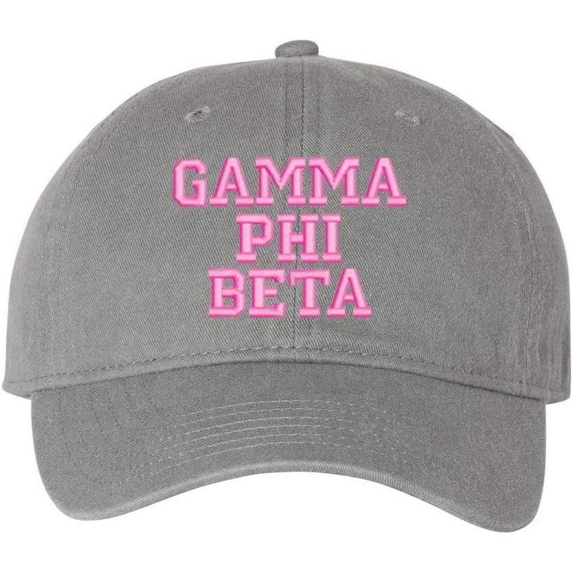 image:imageGreekgear Gamma Phi Beta Pigment Dyed Baseball CapGrey WPink Thread Color
