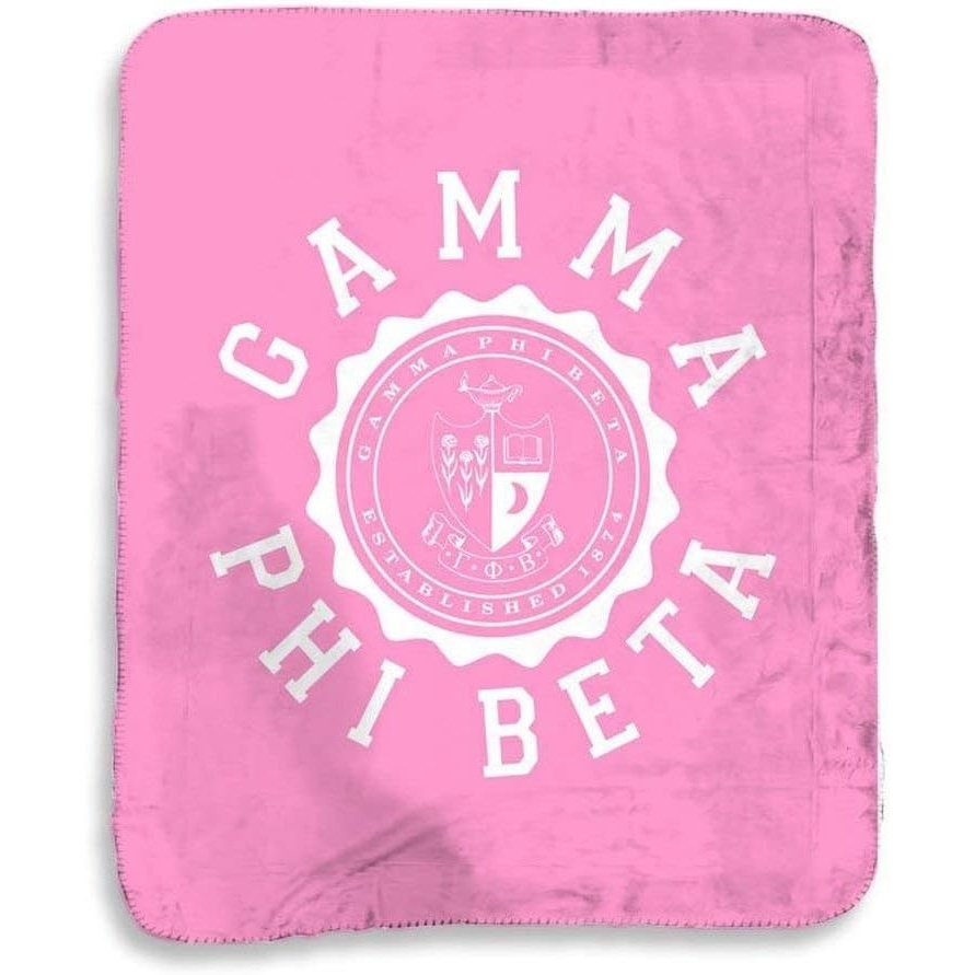 image:imageGreekgear Gamma Phi Beta Seal Sherpa Lap Blanket Pink