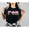 Gamma Phi Beta Two Tone Greek Lettered T-Shirt(Black)