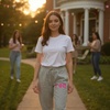 Greekgear Women’s Gamma Phi Beta Lettered Thigh Sweatpants(Sports Grey)
