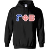 Gamma Phi Beta Greek Letter American Flag Hoodie(Black)