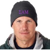 Sigma Alpha Mu Greek Letter Knit Cap(Dark Grey W/Purple Thread Color)