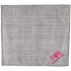 Gamma Phi Beta Sherpa Blanket Frosty Grey w/Red Thread Color