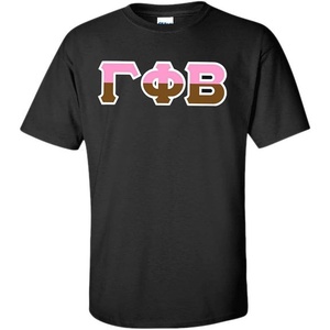 Gamma Phi Beta Two Tone Greek Lettered T-Shirt(Black)