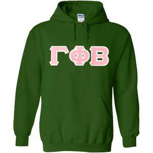Greekgear Gamma Phi Beta Lettered Hooded Sweatshirt(Forest Green)