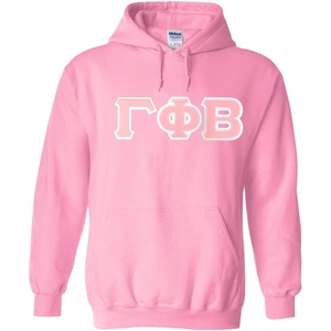 Greekgear Gamma Phi Beta Lettered Hooded Sweatshirt(Light Pink)