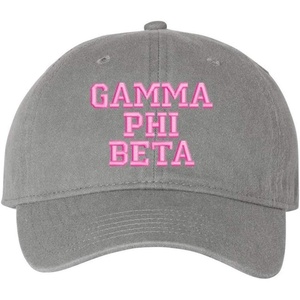 Greekgear Gamma Phi Beta Pigment Dyed Baseball Cap(Grey W/Pink Thread Color)
