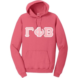 Greekgear Gamma Phi Beta Pigment-Dyed Lettered Hooded Sweatshirt(Fruit Punch)