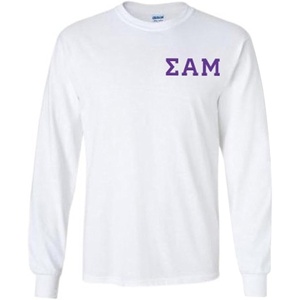 Sigma Alpha Mu Flag Long Sleeve T-Shirt(White)