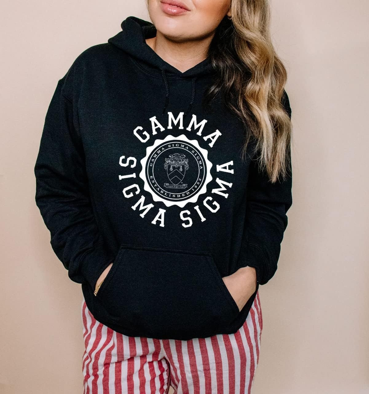 image:imageGreekgear Gamma Sigma Sigma Unisex College Seal HoodieBlack