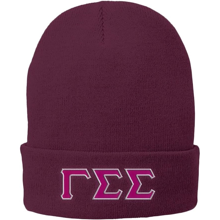 image:imageGamma Sigma Sigma Big Greek Lettered Knit CapMaroon