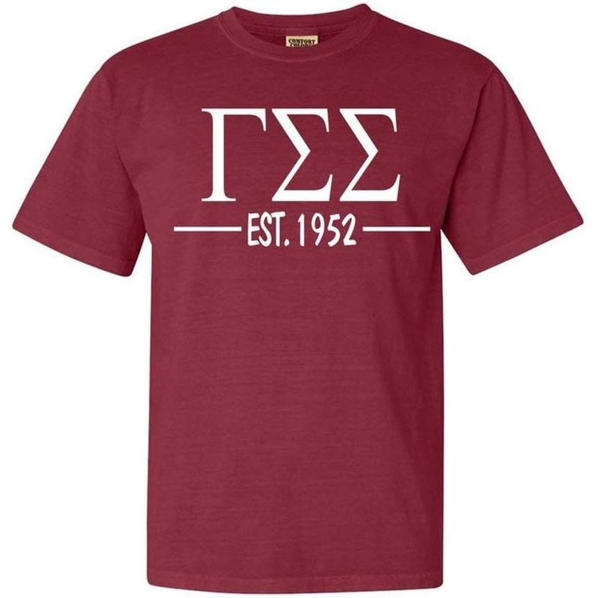 image:imageGamma Sigma Sigma Custom Greek Lettered Short Sleeve TShirtBrick