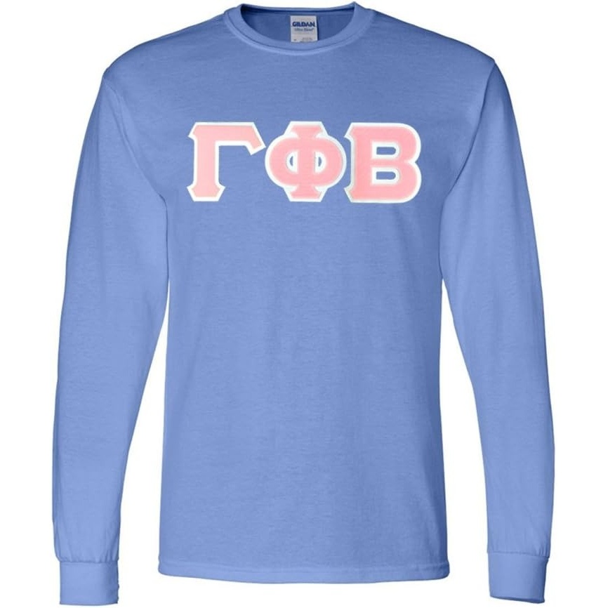 image:imageGreekgear Gamma Phi Beta Lettered Long Sleeve TeeLight Blue