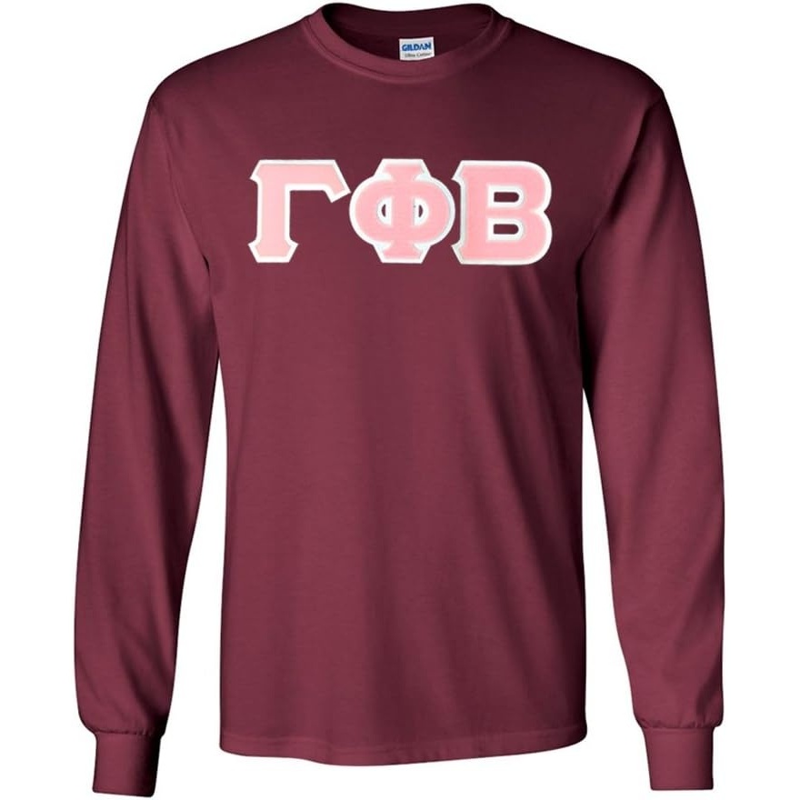 image:imageGreekgear Gamma Phi Beta Lettered Long Sleeve TeeMaroon