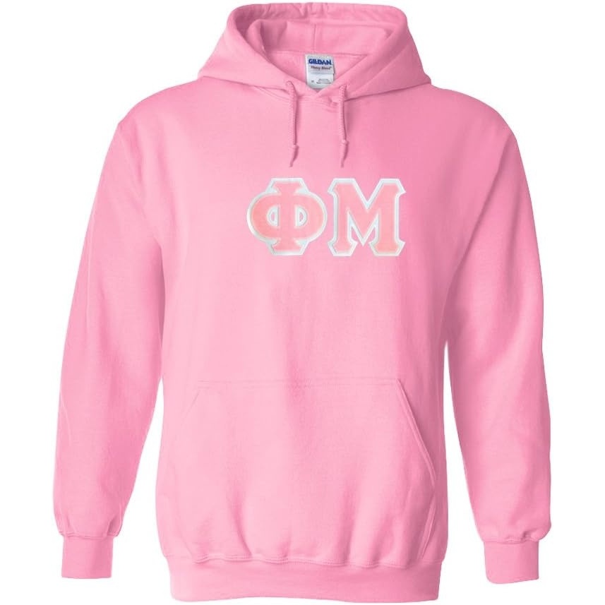 image:imageGreekgear Phi Mu Lettered Hooded SweatshirtLight Pink