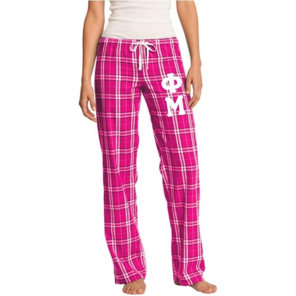 image:imageGreekgear Phi Mu Womens Flannel Plaid Pant PJsFuchsia