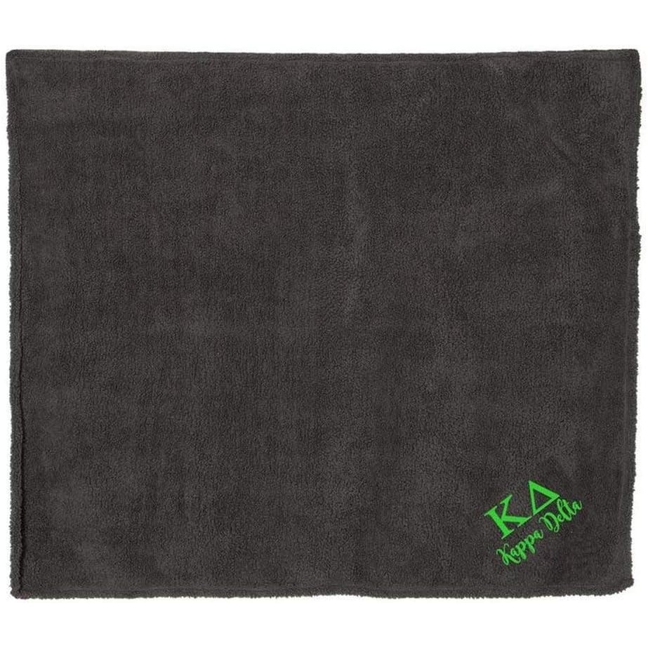 image:imageKappa Delta Sherpa Blanket Charcoal wKelly Green Thread Color
