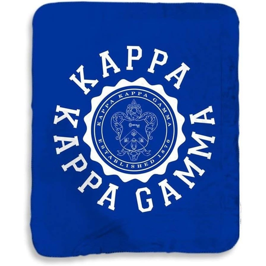 image:imageKappa Kappa Gamma Seal Sherpa Lap Blanket Navy Blue