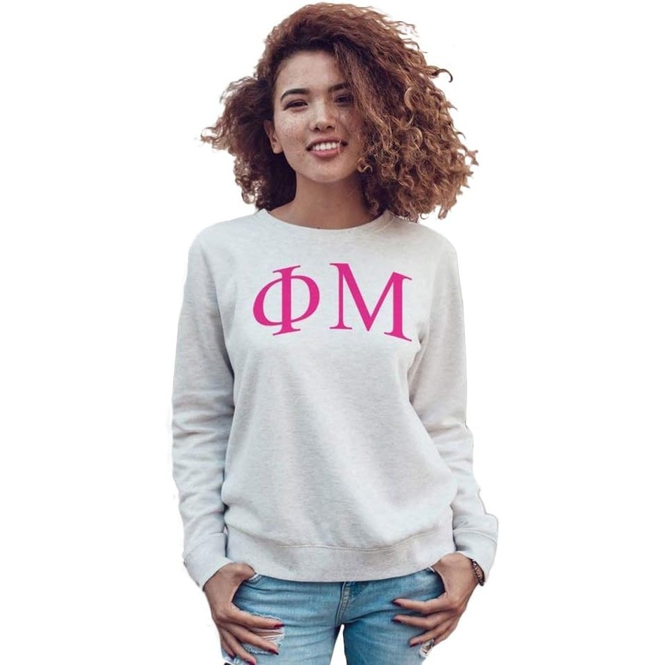 image:imagePhi Mu Arched Greek Lettered Crewneck SweatshirtLight Grey