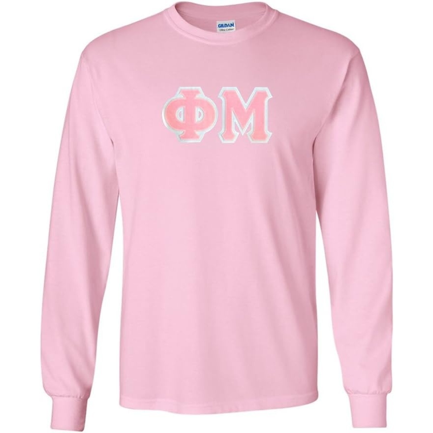 image:imagePhi Mu Lettered Long Sleeve TeeLight Pink