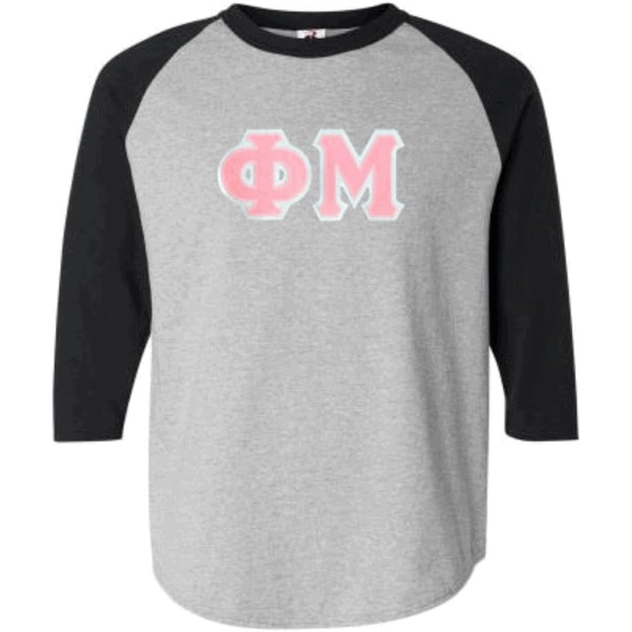 image:imagePhi Mu Lettered Raglan ShirtGrey WBlack
