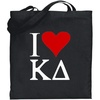 Greekgear Kappa Delta I Love Tote Bags(Black)