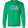Kappa Delta Greek Letter American Flag Long Sleeve Tee(Irish Green)
