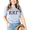 Kappa Kappa Gamma Lettered Greek Short Sleeve T-Shirt(Ice Blue)