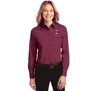 Gamma Sigma Sigma Crest – Shield Long Sleeve Oxford(Burgundy/Light Stone)