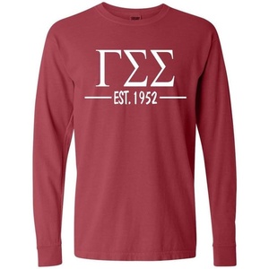 Gamma Sigma Sigma Custom Greek Lettered Long Sleeve T-Shirt(Brick)