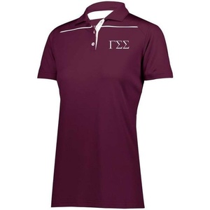 Gamma Sigma Sigma Greek Letter Defer Polo(Maroon/White)