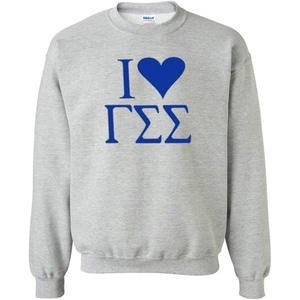 Gamma Sigma Sigma I Love Crewneck Sweatshirt(Light Grey)