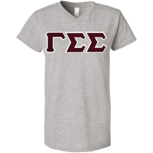 Gamma Sigma Sigma Lettered V Neck Tee(Heathered Nickel)