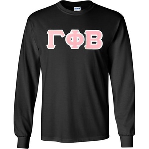 Greekgear Gamma Phi Beta Lettered Long Sleeve Tee(Black)