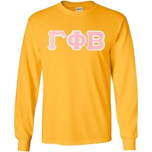 Greekgear Gamma Phi Beta Lettered Long Sleeve Tee(Gold)