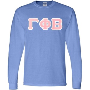 Greekgear Gamma Phi Beta Lettered Long Sleeve Tee(Light Blue)