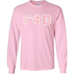 Greekgear Gamma Phi Beta Lettered Long Sleeve Tee(Light Pink)