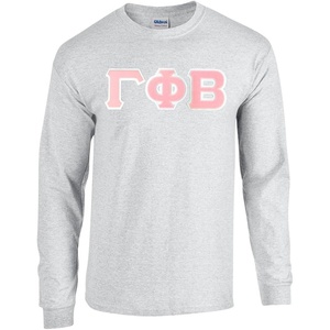 Greekgear Gamma Phi Beta Lettered Long Sleeve Tee(Sports Grey)
