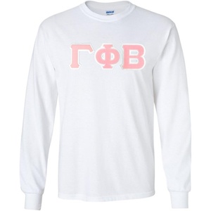 Greekgear Gamma Phi Beta Lettered Long Sleeve Tee(White)