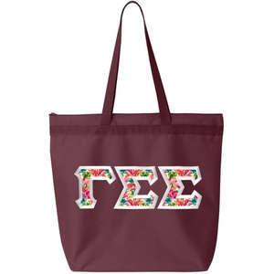 Greekgear Gamma Sigma Sigma Custom Satin Stitch Tote Bag(Maroon)
