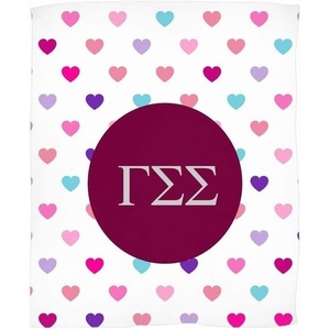 Greekgear Gamma Sigma Sigma Hearts Fleece Blanket