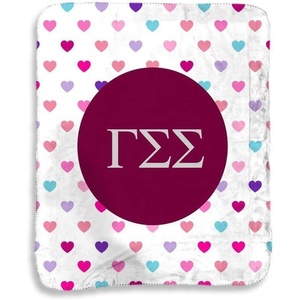 Greekgear Gamma Sigma Sigma Hearts Sherpa Lap Blanket