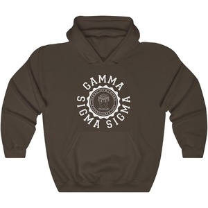 Greekgear Gamma Sigma Sigma Unisex College Seal Hoodie(Dark Chocolate)