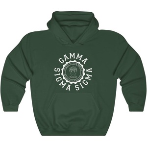 Greekgear Gamma Sigma Sigma Unisex College Seal Hoodie(Forest Green)