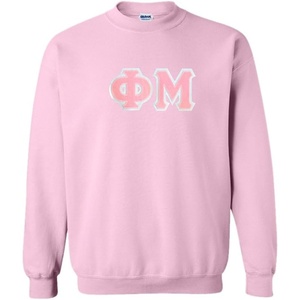 Greekgear Phi Mu Lettered Crewneck(Light Pink)